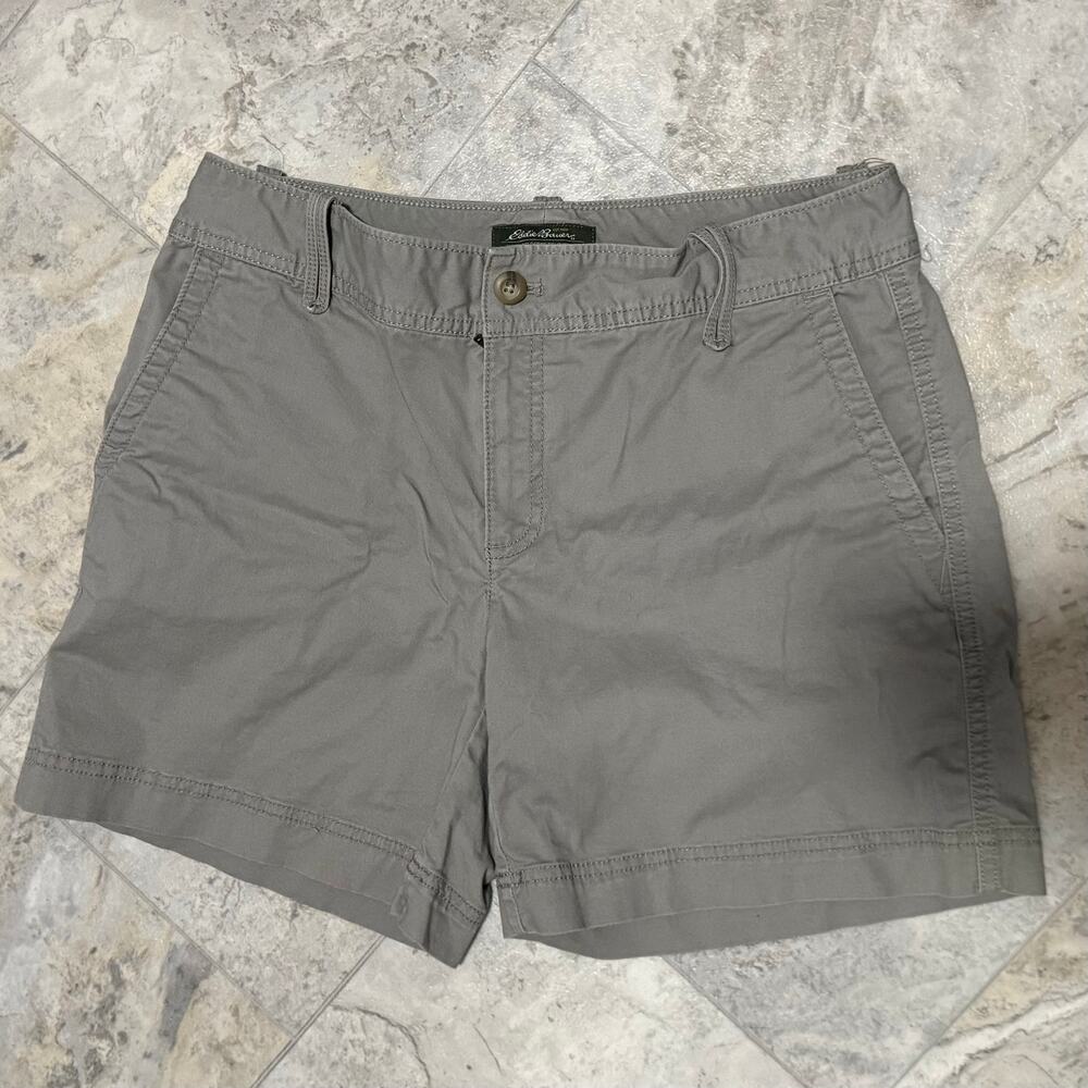 Eddie Bauer Women’s Shorts Size 6 Gray Stretch Cotton Chino Casual Hiking